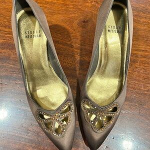 NWT Stuart Weiztman Rhinestone Kitten Heels Sz 5.5